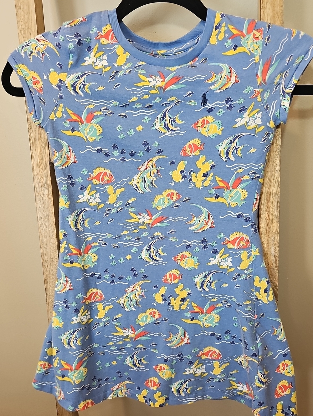 Polo by Ralph Lauren Girl's Light Blue Fish Print Dress Size: 6